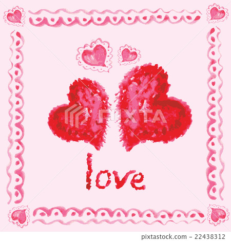 hand drawn watercolor painted red hearts - Stock Illustration [22438312 ...