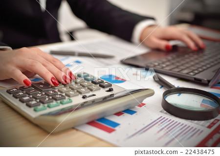 businesswoman considers profit 22438475