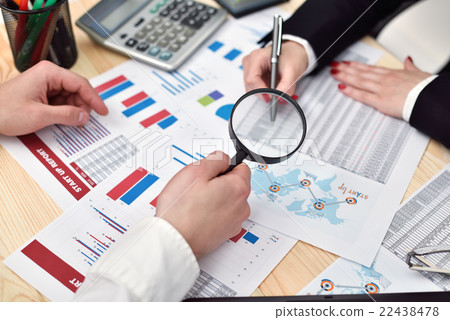 two co worker discussing business project two co worker discussing business project 22438478