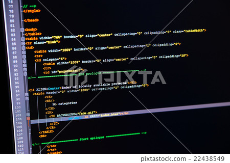 Code of web page displayed on a monitor Code of web page displayed on a monitor 22438549
