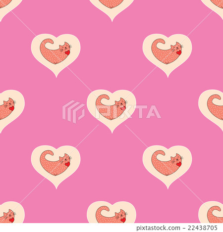 cute cat in heart Seamless pattern - Stock Illustration [22438705] - PIXTA