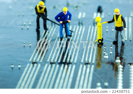 Team of engineers repairing circuit mother board. Team of engineers repairing circuit mother board. 22438751