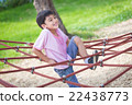 Little asian boy climbing rope obstacle activity 22438773