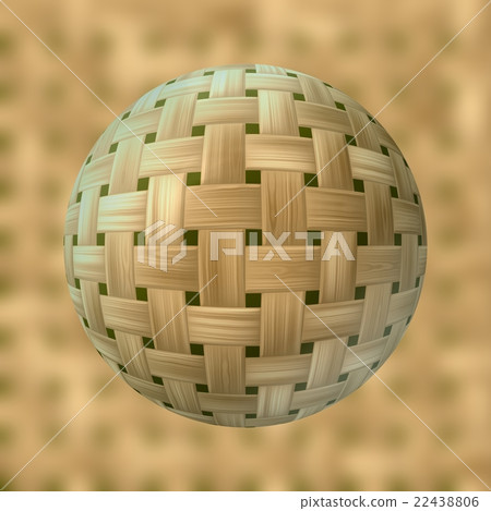 rattan sphere blurred background bright beige wood 22438806