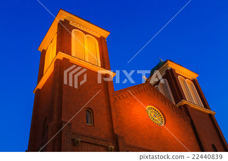Dusk light up at Urakami Cathedral Lighting up churches in Nagasaki Latency Christianity 22440839