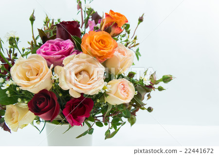 Vase of Roses bouquet on white background 22441672