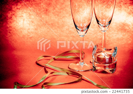 Glass Champagne and light of Candlestick. Glass Champagne and light of Candlestick. 22441735