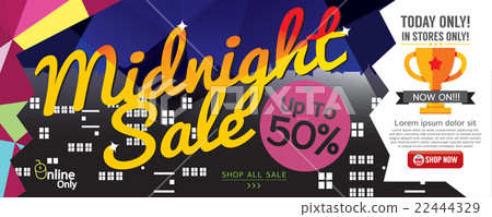 Midnight Sale 1500x600 pixel Vector Illustration. 22444329