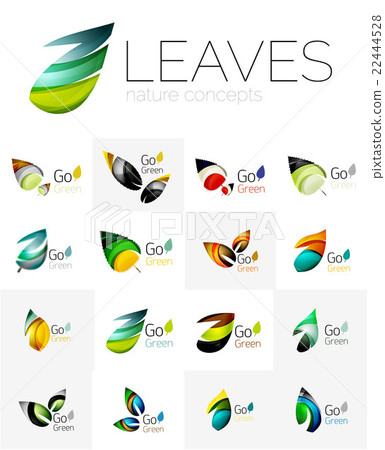 Futuristic design eco leaf logo set 22444528