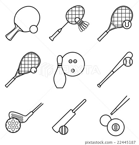 Sport line drawing icon illustration set Sport line drawing icon illustration set 22445187