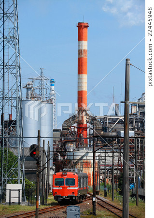 Gyeonnam train running on the factory background 22445948