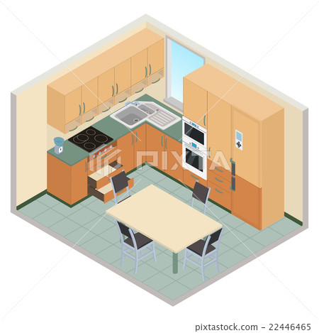 Vector isometric kitchen interior Vector isometric kitchen interior 22446465