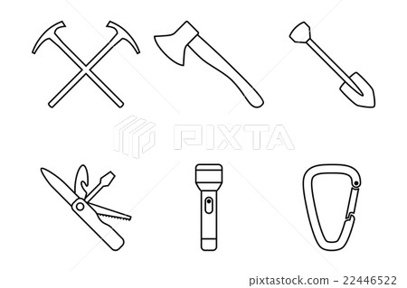 Camping equipment outline icons Camping equipment outline icons 22446522