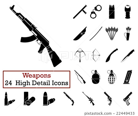 Set of 24 Weapon Icons 22449433