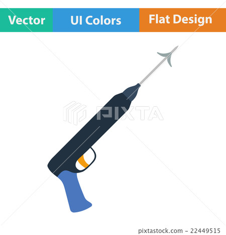 Flat design icon of Fishing  speargun 22449515