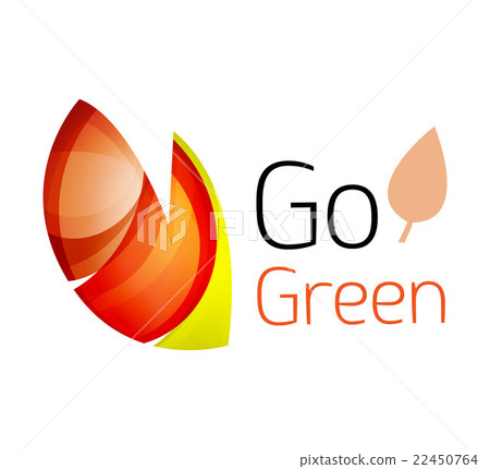 Abstract eco leag logo design made of color pieces Abstract eco leag logo design made of color pieces 22450764