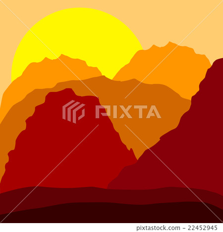 Sunset in mountains - Stock Illustration [22452945] - PIXTA