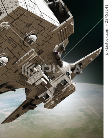 Interplanetary Spaceship Leaving Orbit, Close View 22453141