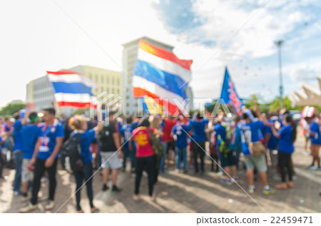 Abstract blurred photo of fan sport with thailand flag at stadium, sport background concept 22459471