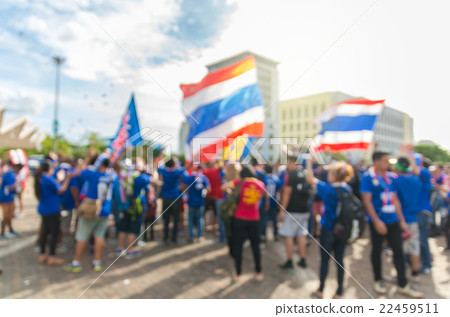 Abstract blurred photo of fan sport with thailand flag at stadium, sport background concept 22459511