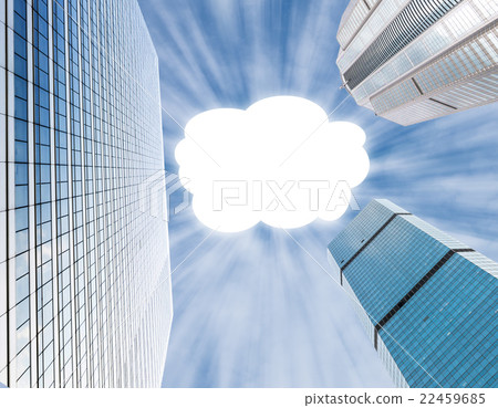 Modern business building glass of skyscrapers on blue sky background with earth and cloud for text, Business concept of architecture, Elements of this image furnished by NASA 22459685