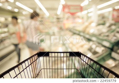 Abstract blurred photo of store with trolley in department store bokeh background 22459779