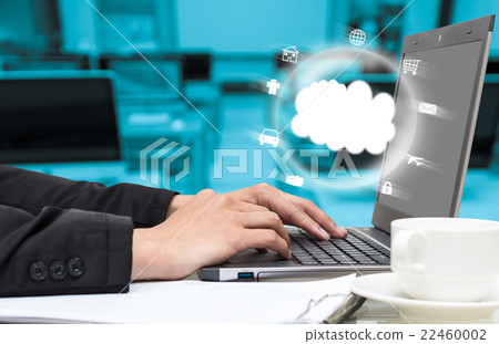 Businessman Hand pressing the keyboard for manage the Cloud Computing technology, Business Information technology concept Businessman Hand pressing the keyboard for manage the Cloud Computing technology, Business Information technology concept 22460002