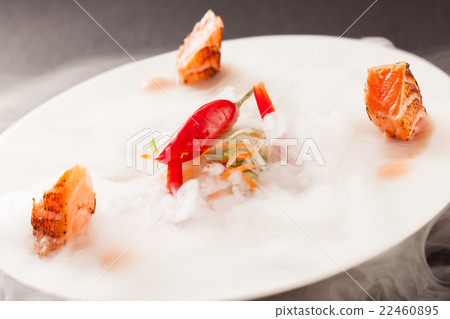 Liquid nitrogen treated salmon and chili pepper Liquid nitrogen treated salmon and chili pepper 22460895