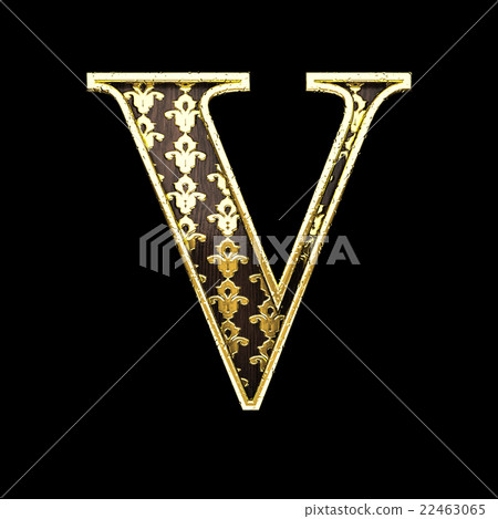 v golden letter 3d illustration - Stock Illustration [22463065] - PIXTA