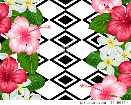 Seamless pattern with tropical flowers hibiscus - Stock Illustration ...