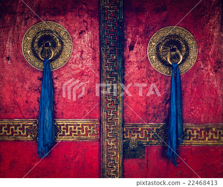 Door of Spituk monastery. Ladakh, India Door of Spituk monastery. Ladakh, India 22468413