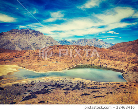 Dhankar lake in Himalayas. Dhankar, Spiti valley 22468416