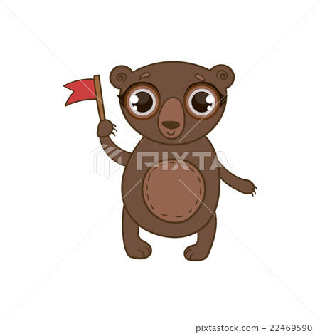Toy Brown Bear With Flag 22469590