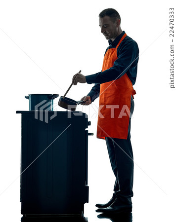 man cooking chef silhouette isolated 22470333