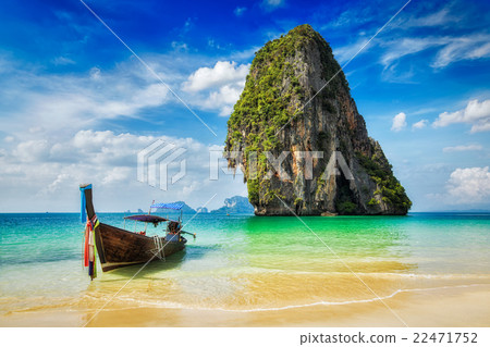 Long tail boat on beach, Thailand Long tail boat on beach, Thailand 22471752