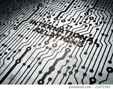 Politics concept: circuit board with International Politics concept: circuit board with International 22472385