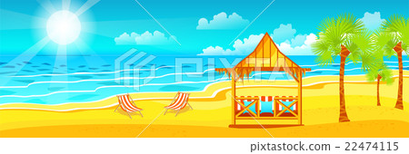 illustration of happy sunny summer day at beach 22474115