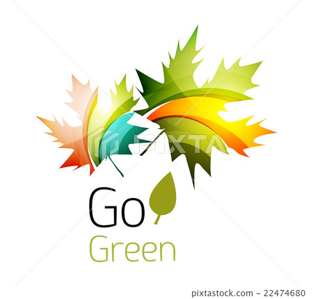 Abstract eco leag logo design made of color pieces Abstract eco leag logo design made of color pieces 22474680