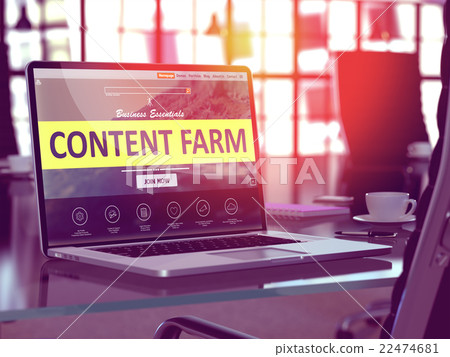Laptop Screen with Content Farm Concept. 22474681