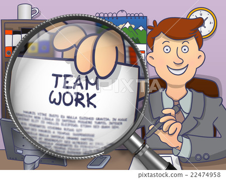 Team Work through Lens. Doodle Design. 22474958