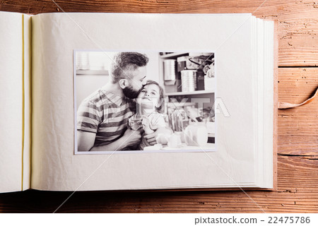 Fathers day composition. Photo album, black-and 22475786
