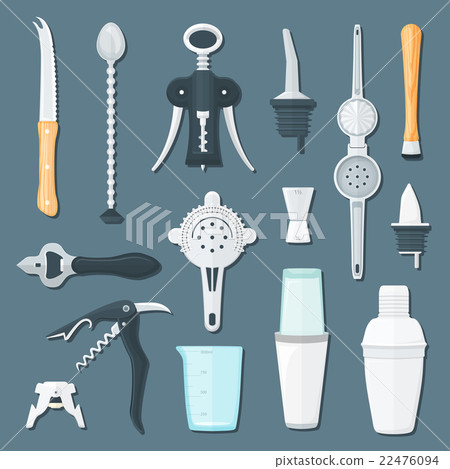 barman equipment flat illustration set. 22476094