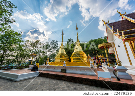 Two golden pagodas in Phra That Doi Tung temple 22479129