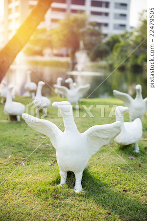 duck sculpture in garden 22479505