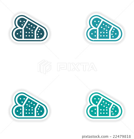 Set of paper stickers on white background medical 22479818