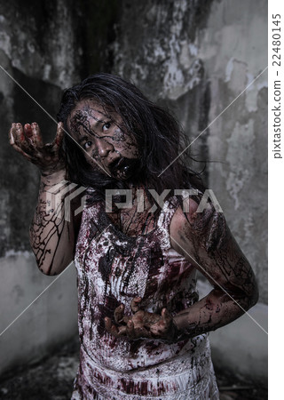 Zombie girl in haunted house 22480145