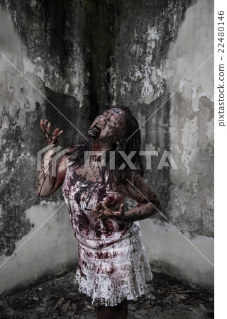Zombie girl in haunted house 22480146