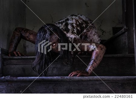 Zombie girl in haunted house Zombie girl in haunted house 22480161