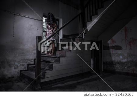 Zombie girl in haunted house Zombie girl in haunted house 22480163