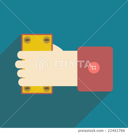Modern flat icon with shadow Money in hand - Stock Illustration ...